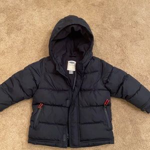 Old Navy 3T puffer cost frost free navy blue boy